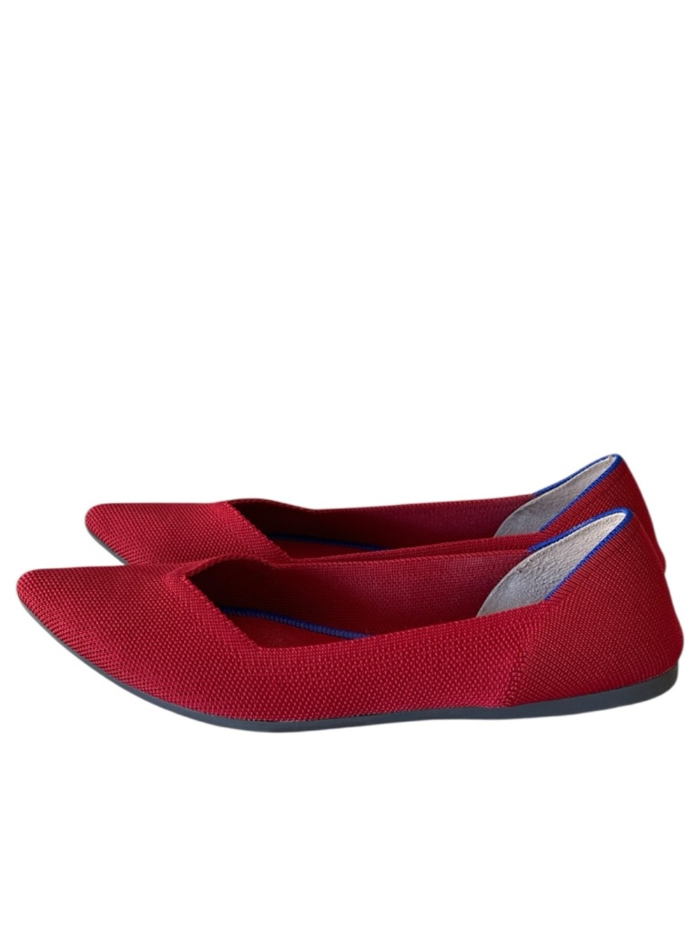Rothy's Red Pointed-Toe Flats with Blue Trim Sz:8.5 - Picture 5 of 5